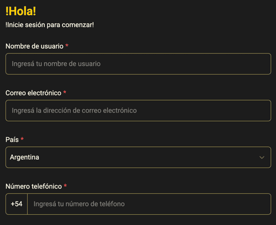 Registration at Dados Bet casino